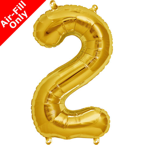 Mini Air Fill Number 2 Foil Balloon Gold - The Ultimate Balloon & Party Shop