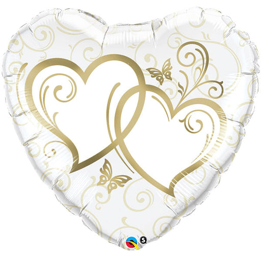 Large Heart Shaped Foil Balloon - White/Gold - The Ultimate Balloon & Party Shop
