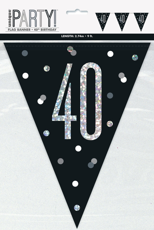 Age 40 Bunting - Black/Silver
