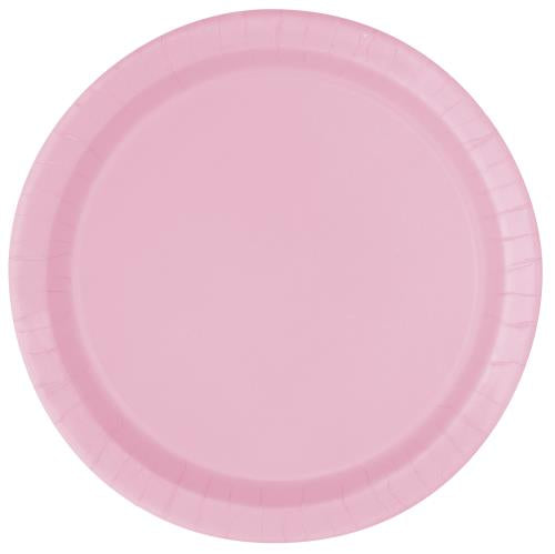 Round Paper Plates - Lovely Pink
