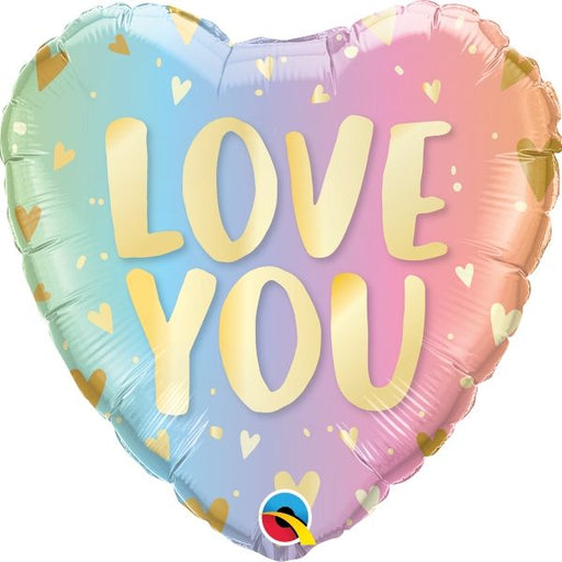 Love You Heart Shaped Foil Balloon - Ombré