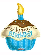18" Foil Happy Birthday - Blue Cupcake