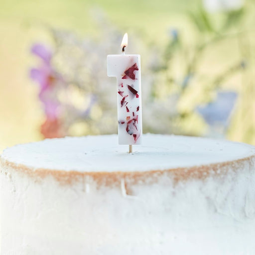Pressed Petal Wax Number Candle - 1