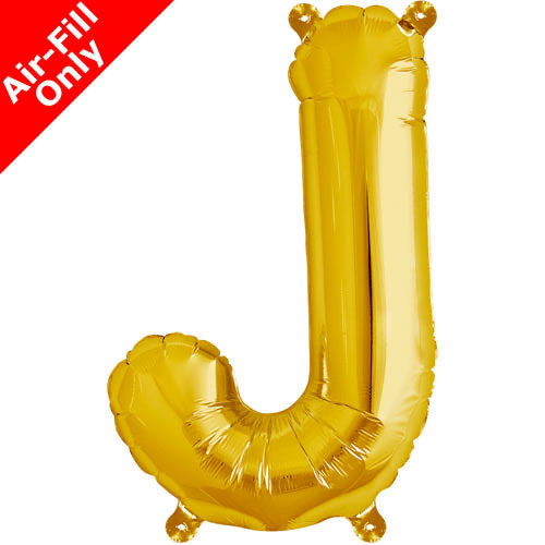 Mini Air Fill  Letter 'J' Foil Balloon - Gold - The Ultimate Balloon & Party Shop