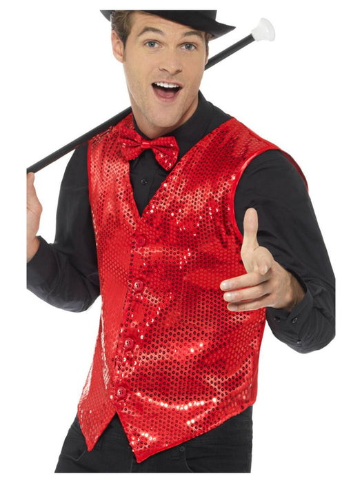 Sequin Men’s Waistcoat - Red