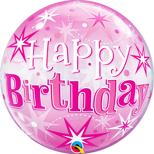 Qualatex Happy Birthday Bubble Balloon -  Pink - The Ultimate Balloon & Party Shop