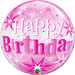 Qualatex Happy Birthday Bubble Balloon -  Pink - The Ultimate Balloon & Party Shop