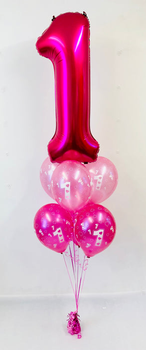 Age 1 Giant number with 6 Balloon Display - The Ultimate Balloon & Party Shop