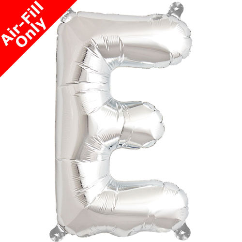 Mini Air Fill  Letter 'E' Foil Balloon - Silver - The Ultimate Balloon & Party Shop