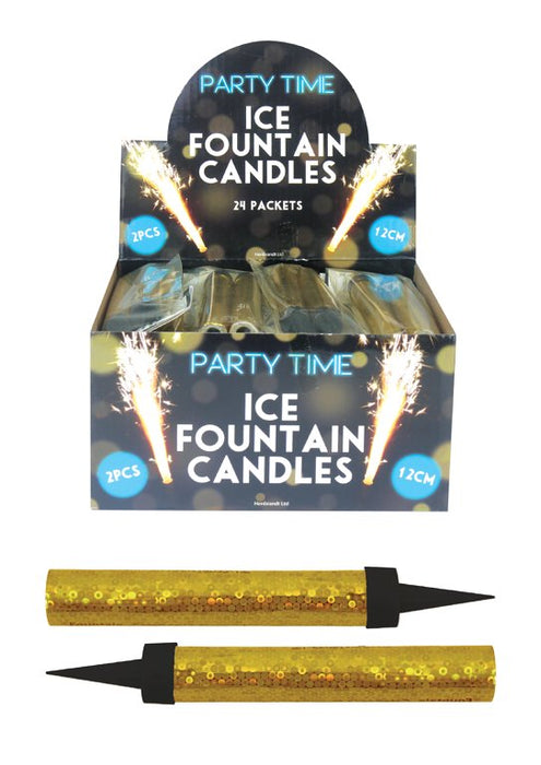 Ice Fountain Candles - Gold (2pk)