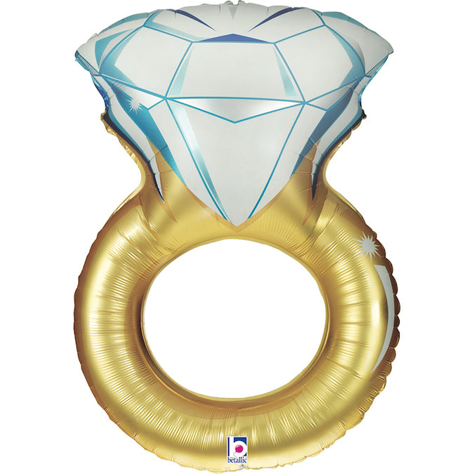 37" Foil Diamond Ring Large Balloon - Gold