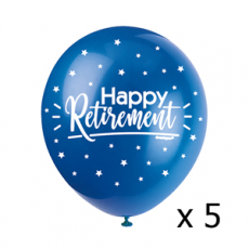 Happy Retirement Asst Colour Balloons (5pk)