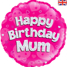 18" Foil Happy Birthday - Mum Pink Glitz