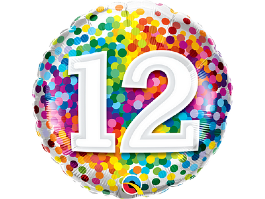 18" Foil Age 12 Balloon - Rainbow