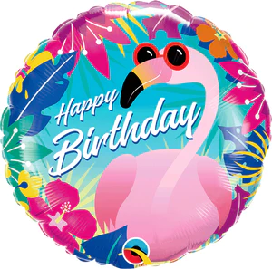 18" Foil Happy Birthday - Cool Flamingo