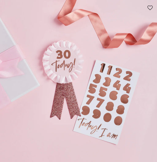 Personalised Birthday Rosette - Rose Gold & Pink
