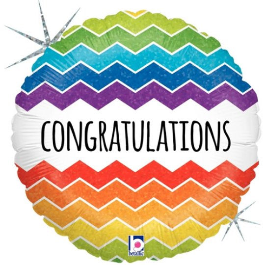 18" Foil Congrats Holographic Rainbow Balloon