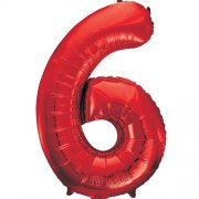 Number 6 Foil Balloon Red.
