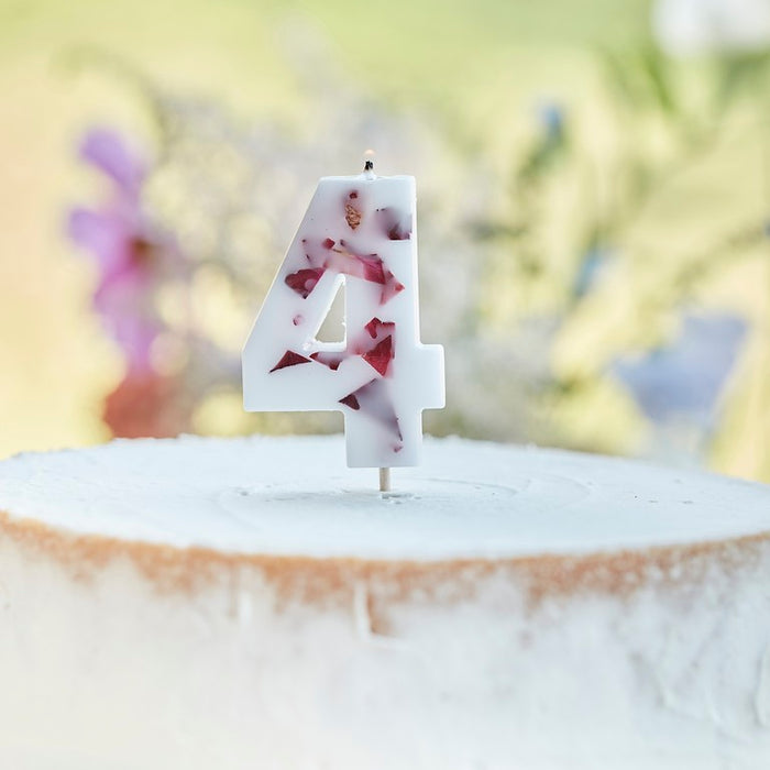 Pressed Petal Wax Number Candle - 4
