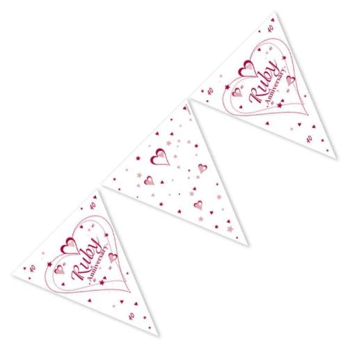 40th Ruby Anniversary Bunting - Paper - The Ultimate Balloon & Party Shop