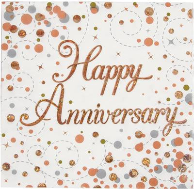 Happy Anniversary Napkins - Rose Gold Glitz