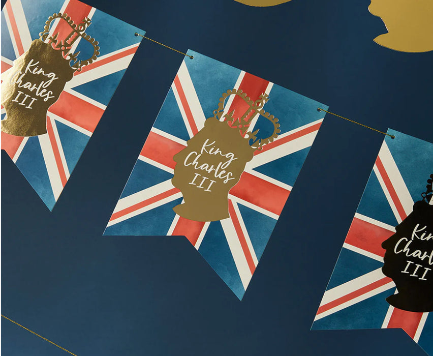 King Charles Coronation Paper Flag Bunting 3m