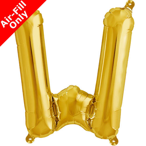 Mini Air Fill  Letter 'W' Foil Balloon - Gold - The Ultimate Balloon & Party Shop