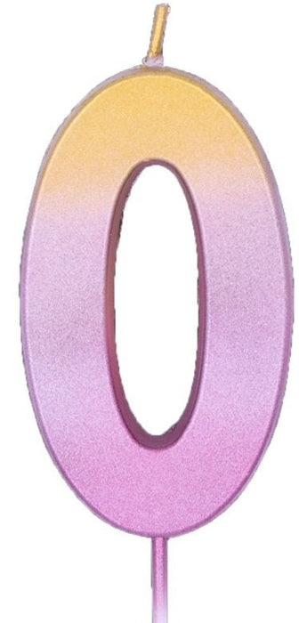 Ombre Wax Number 0 Candle - Rose Gold