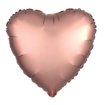 Heart Shaped Foil Balloon - Rose Gold Copper Silke Lustre