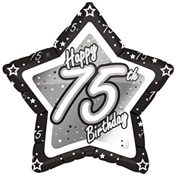 18" Foil Age 75 Birthday Balloon - Black Star - The Ultimate Balloon & Party Shop