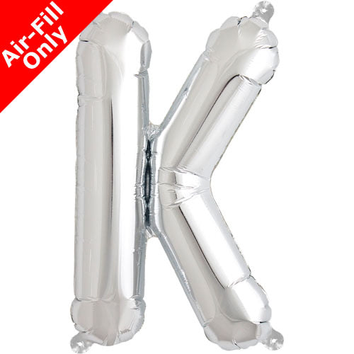 Mini Air Fill  Letter 'K' Foil Balloon - Silver - The Ultimate Balloon & Party Shop