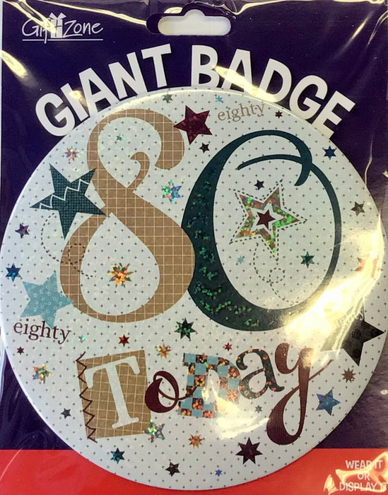 Jumbo 80th Birthday Badge - The Ultimate Balloon & Party Shop