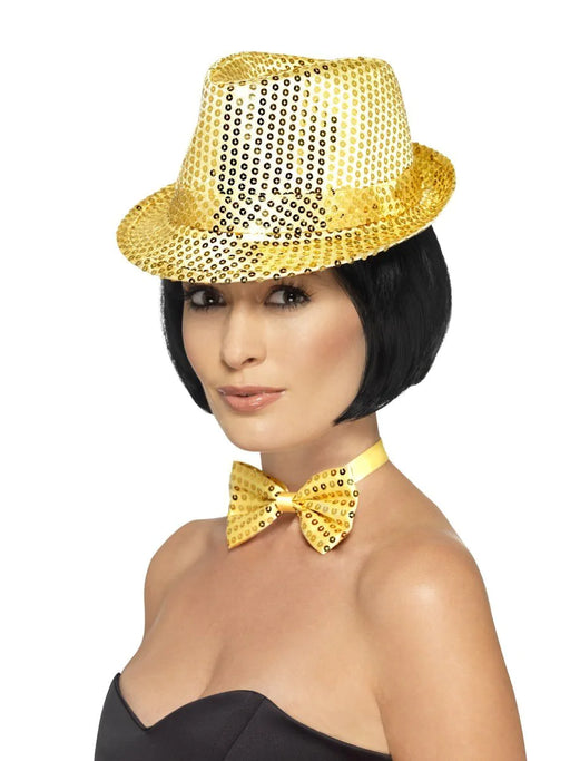 Sequin Trilby Hat - Gold