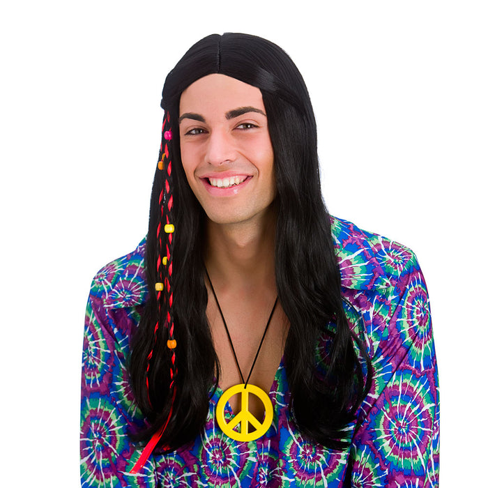Cool Hippie Black Wig