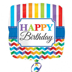 18" Foil Happy Birthday - Bright Patterns - The Ultimate Balloon & Party Shop