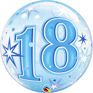 18th Birthday Deco Bubble Balloon -  Blue - The Ultimate Balloon & Party Shop