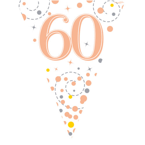 Age 60 Bunting - Rose Gold - The Ultimate Balloon & Party Shop