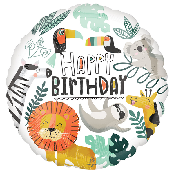18" Birthday Wild Animal Foil Balloon