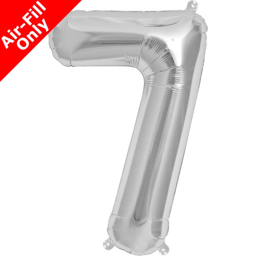 Mini Air Fill Number 7 Foil Balloon Silver - The Ultimate Balloon & Party Shop