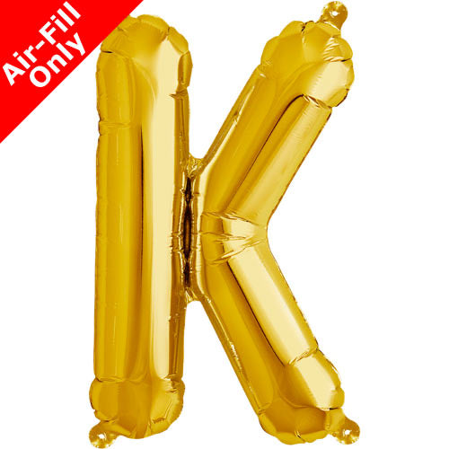 Mini Air Fill  Letter 'K' Foil Balloon - Gold - The Ultimate Balloon & Party Shop