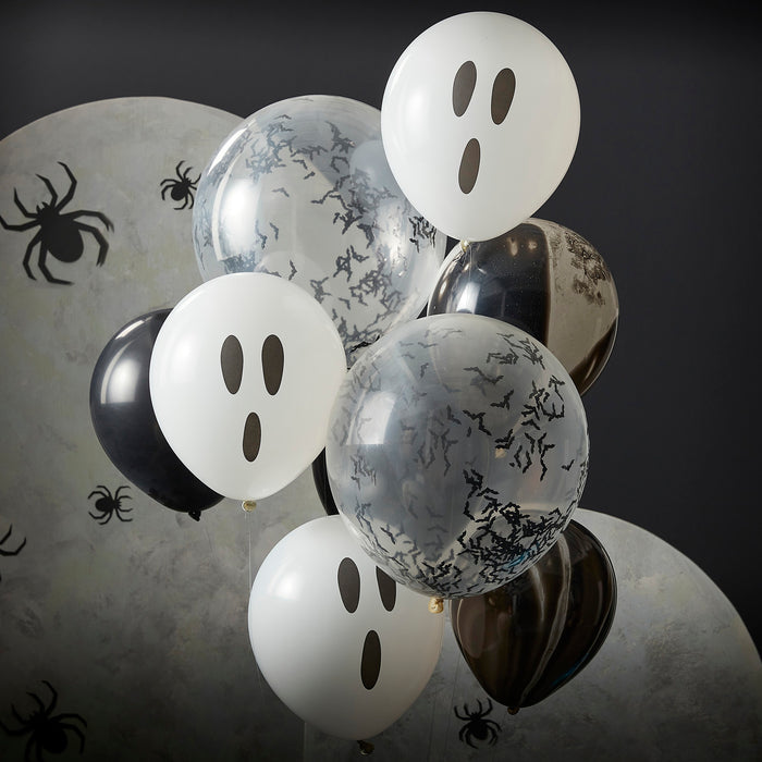 Fright Night Ghost, Bats and Marble Balloon Bundle (6pk)