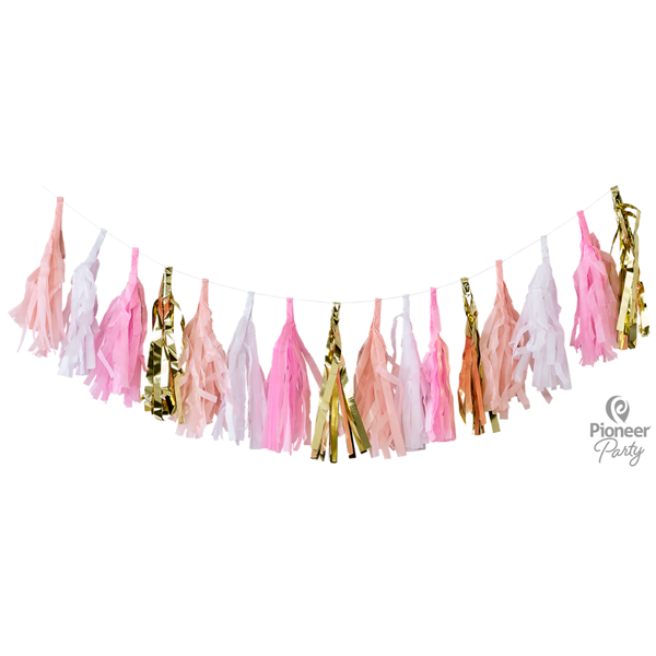 Tassel Garland - White, Gold & Pink