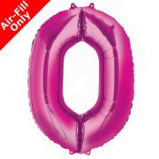 Mini Air Fill Number 0 Foil Balloon - Pink