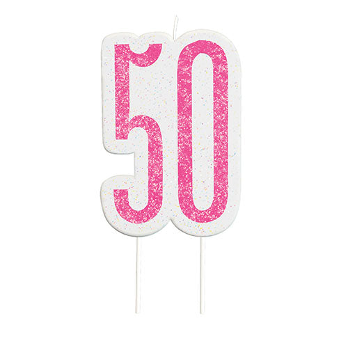 Wax Age 50 Candle - Pink