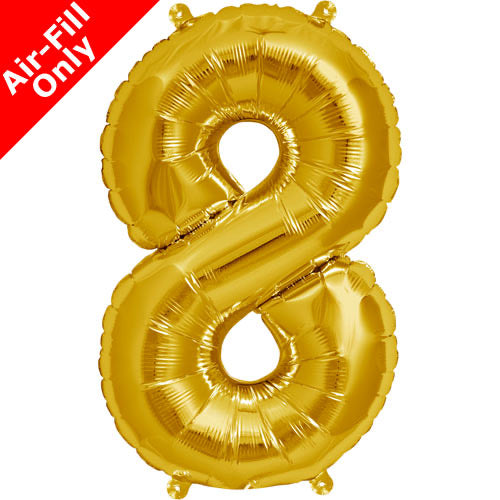 Mini Air Fill Number 8 Foil Balloon Gold - The Ultimate Balloon & Party Shop