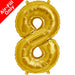 Mini Air Fill Number 8 Foil Balloon Gold - The Ultimate Balloon & Party Shop