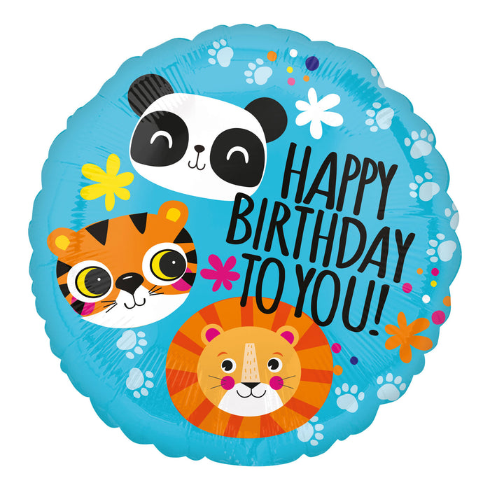 18" Birthday Animal Theme Foil Balloon