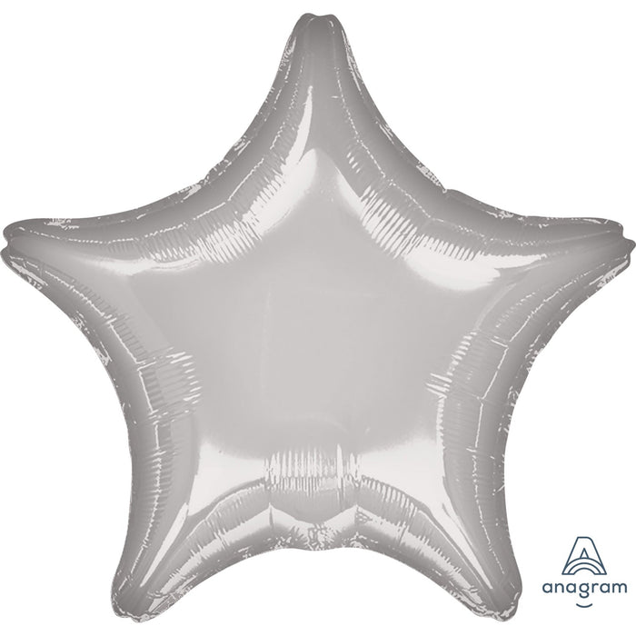 18" Foil Star Balloon - Silver Silk Lustre