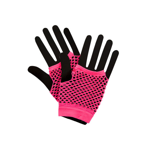 Bright Neon Fishnet Gloves - Pink
