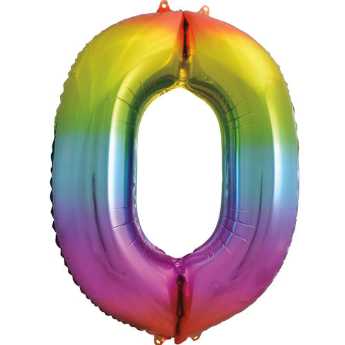 Number 0 Foil Balloon Rainbow - The Ultimate Balloon & Party Shop